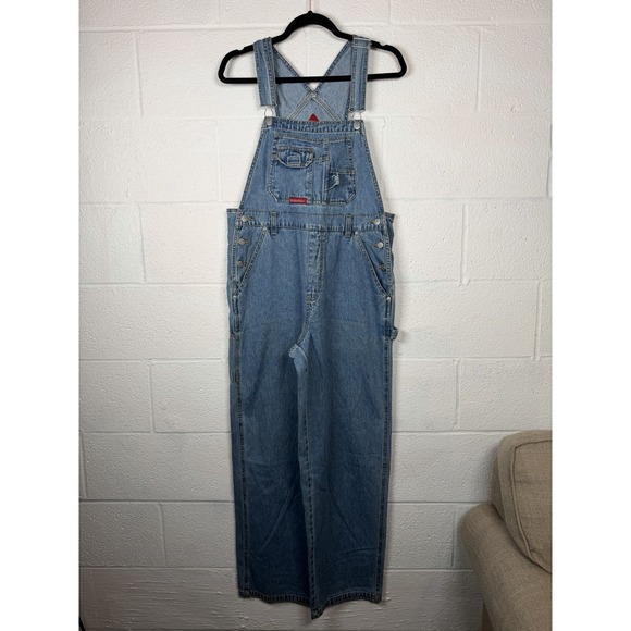No Boundaries Pants - Vtg 90s Y2K No Boundaries Denim Overalls Size M Workwear Grunge Wide Leg